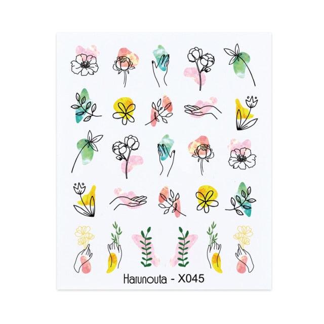 Embossed Nails Sticker 3D Flower Leaves Slider Water Transfer Nail Decals for Nail Art Transfer Sticker  3D Wave Design Decoration for Women Girls Art Stickers Decal Decoration Metallic Curve Strip Line Nail Decor Stevvex