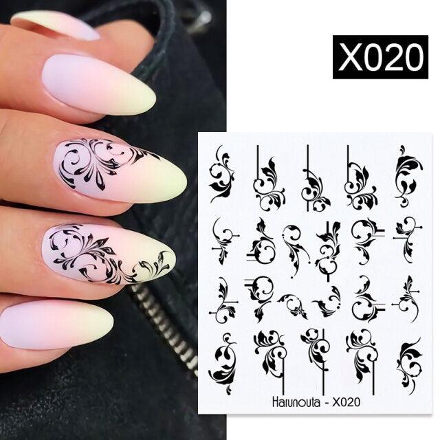 Embossed Nails Sticker 3D Flower Leaves Slider Water Transfer Nail Decals for Nail Art Transfer Sticker  3D Wave Design Decoration for Women Girls Art Stickers Decal Decoration Metallic Curve Strip Line Nail Decor Stevvex
