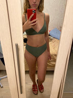 Bikini Swimwear Swimsuit Women Solid Bathing Suit Bikini Set With Pad Female High Waist Beachwear Women Bikini Swimsuits 2 Piece Deep V Neck Swimwear Adjustable Strap Back Bathing Suits Stevvex