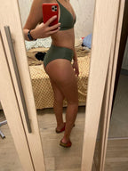 Bikini Swimwear Swimsuit Women Solid Bathing Suit Bikini Set With Pad Female High Waist Beachwear Women Bikini Swimsuits 2 Piece Deep V Neck Swimwear Adjustable Strap Back Bathing Suits Stevvex