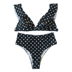 Vintage Black White Bikini High Waist Swimwear Push Up Bikini Swimsuit For Women Underwire Bikini Top Ruffle Padded Two Piece Bathing Suits Teen Girls Women Push Up Swimsuit Ruffle Dot Swimsuit Bikini Summer Beach Wear