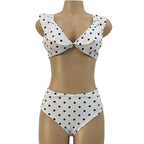 Vintage Black White Bikini High Waist Swimwear Push Up Bikini Swimsuit For Women Underwire Bikini Top Ruffle Padded Two Piece Bathing Suits Teen Girls Women Push Up Swimsuit Ruffle Dot Swimsuit Bikini Summer Beach Wear