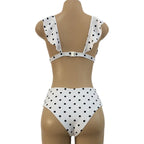 Vintage Black White Bikini High Waist Swimwear Push Up Bikini Swimsuit For Women Underwire Bikini Top Ruffle Padded Two Piece Bathing Suits Teen Girls Women Push Up Swimsuit Ruffle Dot Swimsuit Bikini Summer Beach Wear