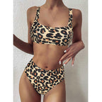 High Waist Bikini Leopard Bikini Women Push Up Swimsuit Women's Leopard Print Swimsuits High Waist Bikini Set 2 Piece Bathing Suits Women Printed Swimwear Tie Dye Summer Swim Beachwear Stevvex