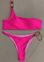 Luxury Purple Halter Crystal Diamond Bikini Female Swimsuit Women Swimwear Rhinestone Bikini Set Bathing Suit Women's Swimwear Rhinestone Halter Low Waist Tie Side Bikini Set 2 Pieces Crystal Diamond Swimsuit Stevvex