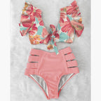 High Waist Bikini Ruffle Swimwear Women Print Swimsuit Push Up Bikinis Plus Size Bathing Suits Floral Beach Wear Bikini Swimsuits for Teen Girls Stevvex