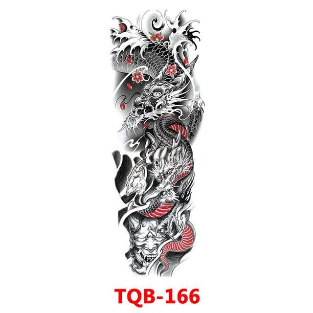 Full Arm Large Size Sleeve Temporary Sticker Dragon Tattoo Waterproof Body Art Realistic 3D Design For Mens Stevvex