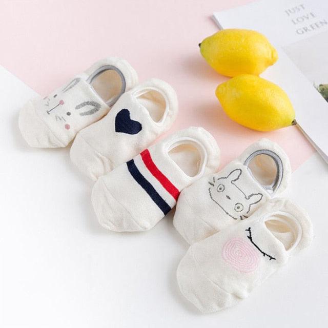 5 Pairs/Lot Cute Harajuku Animal Women Socks Set Funny Spring Cat Dog Rabbit Panda Low Cut Short Sock Happy Stevvex