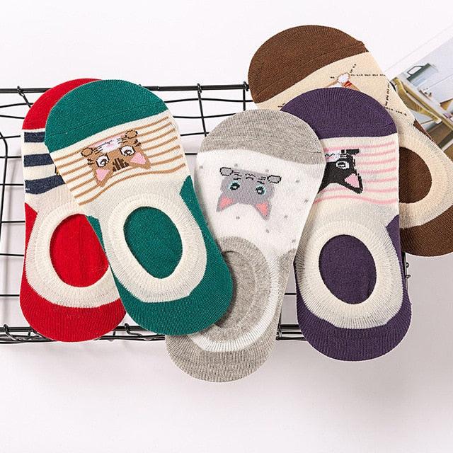 5 Pairs/Lot Cute Harajuku Animal Women Socks Set Funny Spring Cat Dog Rabbit Panda Low Cut Short Sock Happy Stevvex
