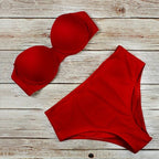 New Bikini Fashion Push Up Bikini Set Swimsuit Bikini Sets Push Up Swimsuits 2 Piece Underwired Bathing Suits Women Bandage High Waist Solid Brown Triangle Swimwear Two-Piece Suits Stevvex