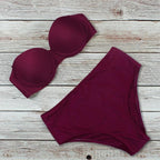 New Bikini Fashion Push Up Bikini Set Swimsuit Bikini Sets Push Up Swimsuits 2 Piece Underwired Bathing Suits Women Bandage High Waist Solid Brown Triangle Swimwear Two-Piece Suits Stevvex