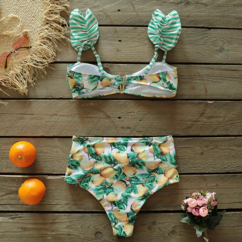Two-Pieces Women  Push-Up Padded Bra Ruffles Bandage Bikini Set Swimsuit  Women's Bathing Suits Ruffles Flounce Bikini Sets Low Rise Two Piece Swimsuit Swimwear Bathing Suit Beachwear Stevvex
