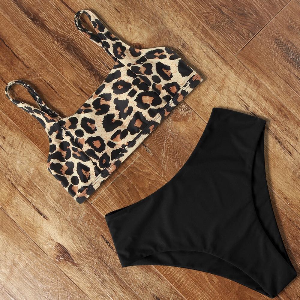 High Waist Bikini Leopard Bikini Women Push Up Swimsuit Women's Leopard Print Swimsuits High Waist Bikini Set 2 Piece Bathing Suits Women Printed Swimwear Tie Dye Summer Swim Beachwear Stevvex