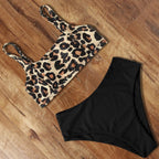 High Waist Bikini Leopard Bikini Women Push Up Swimsuit Women's Leopard Print Swimsuits High Waist Bikini Set 2 Piece Bathing Suits Women Printed Swimwear Tie Dye Summer Swim Beachwear Stevvex