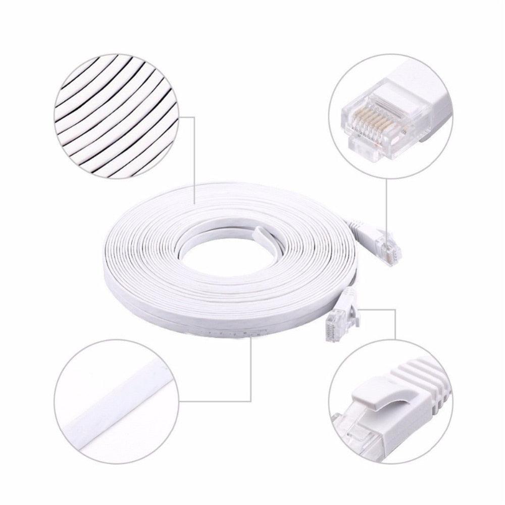 Cat6 RJ45 Network LAN Ethernet Flat Cable Computer UTP Patch Cord For Router Network Ethernet Cable Plated RJ45 Connectors Ethernet LAN Cable Stevvex