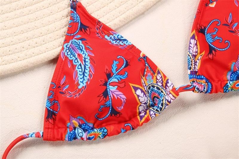 Fashion Swimwear Women Bikini Sets Women Lace Up Two Piece String Bikinis Beach Swimsuit Triangle Bathing Suit Side Tie Swimwear String Swimming Suit For Women Bathing Suit Micro Halter String Triangle Bikini Stevvex