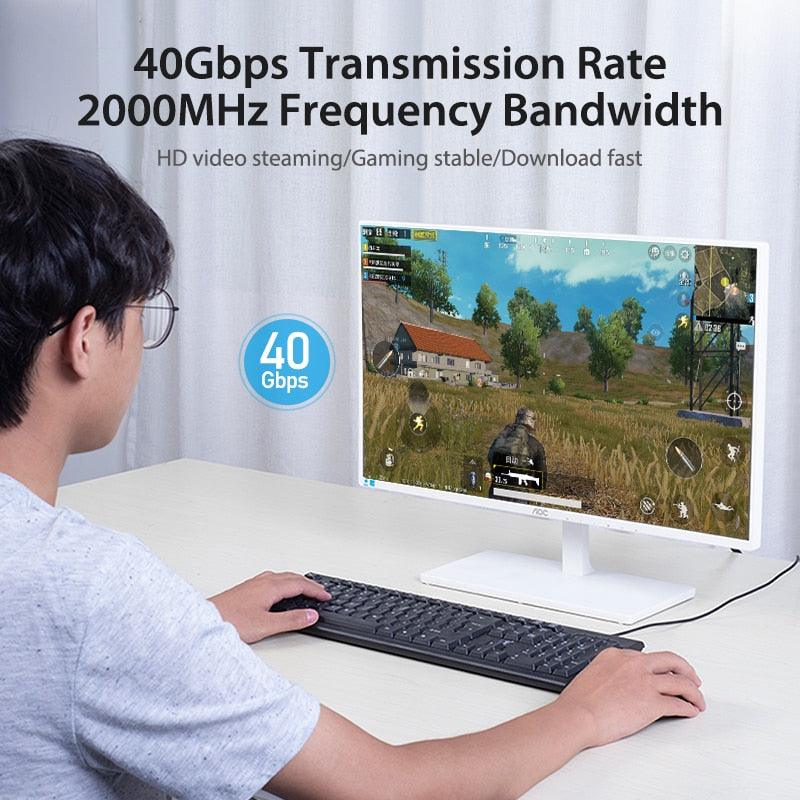 Cat8 Ethernet Cable SSTP 40Gbps 2000MHz RJ45 Network Lan Patch Cord Internet Network LAN Wire Cables with Gold Plated RJ45 Connector For Router Modem Laptop Gaming Stevvex