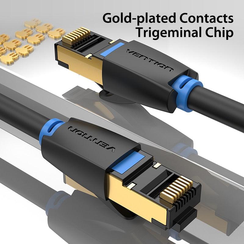 Cat8 Ethernet Cable SSTP 40Gbps 2000MHz RJ45 Network Lan Patch Cord Internet Network LAN Wire Cables with Gold Plated RJ45 Connector For Router Modem Laptop Gaming Stevvex