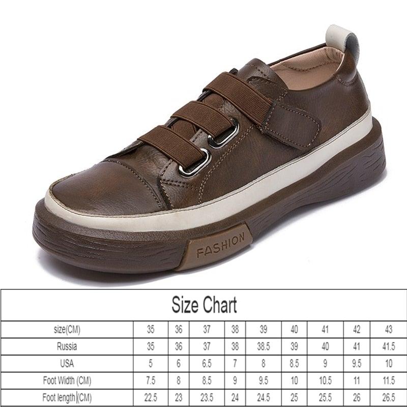 Luxury Leather Womens Sneakers Spring Shoes New Genuine Leather Casual Women Fashion Flat Girl Student Shoes Comfortable Women's Casual Flats Elegant Soft Walking Sneakers Stevvex