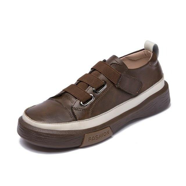 Luxury Leather Womens Sneakers Spring Shoes New Genuine Leather Casual Women Fashion Flat Girl Student Shoes Comfortable Women's Casual Flats Elegant Soft Walking Sneakers Stevvex
