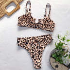 Leopard Bikinis Bikini Swimming Women's Bathing Suits Push Up Swimsuit Women's Padded Underwire Bikini  Wire Push Up Bathing Suit Leopard Printed High Cut Vintage Swimsuit Stevvex