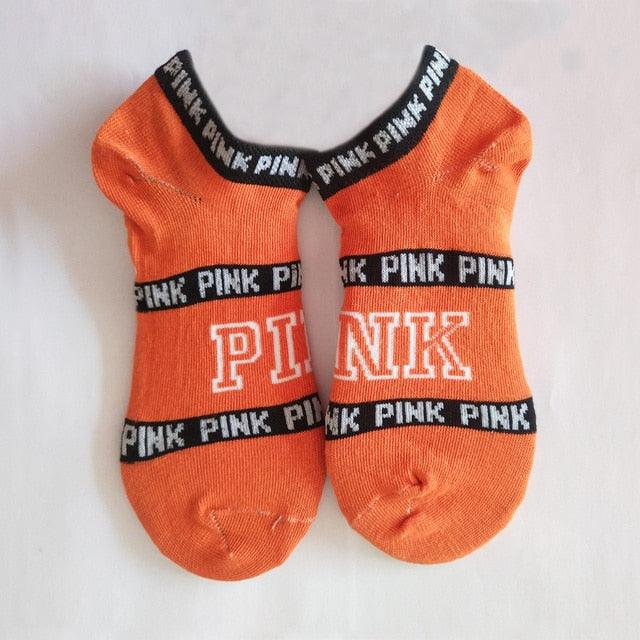 New Fashion Motion Socks Pink Socks New Unisex Cotton Mix Random Harajuku Creative Happy Casual Sports Short Ankle Pink Letters Socks Cotton Socks For Men And Women Stevvex