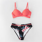 Push Up Floral Bikini Sets Women Two Pieces Swimsuits Women's Bathing Suits Push Up Halter Bandage Bikini Floral Printing Swim Bottoms Two Piece Swimsuits New Girl Beach Bathing Suits Swimwear Stevvex