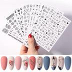 Alphabet Love Shaped  Pattern 3D Nail Stickers Slider Valentine Day Decals Foil For Love Nail Art Decoration Pop Art Nail Stickers Sexy Girl Designs Comics Water Transfer Decals Manicure Lips Nail Art Decorations Slider Nail Art Stickers Stevvex