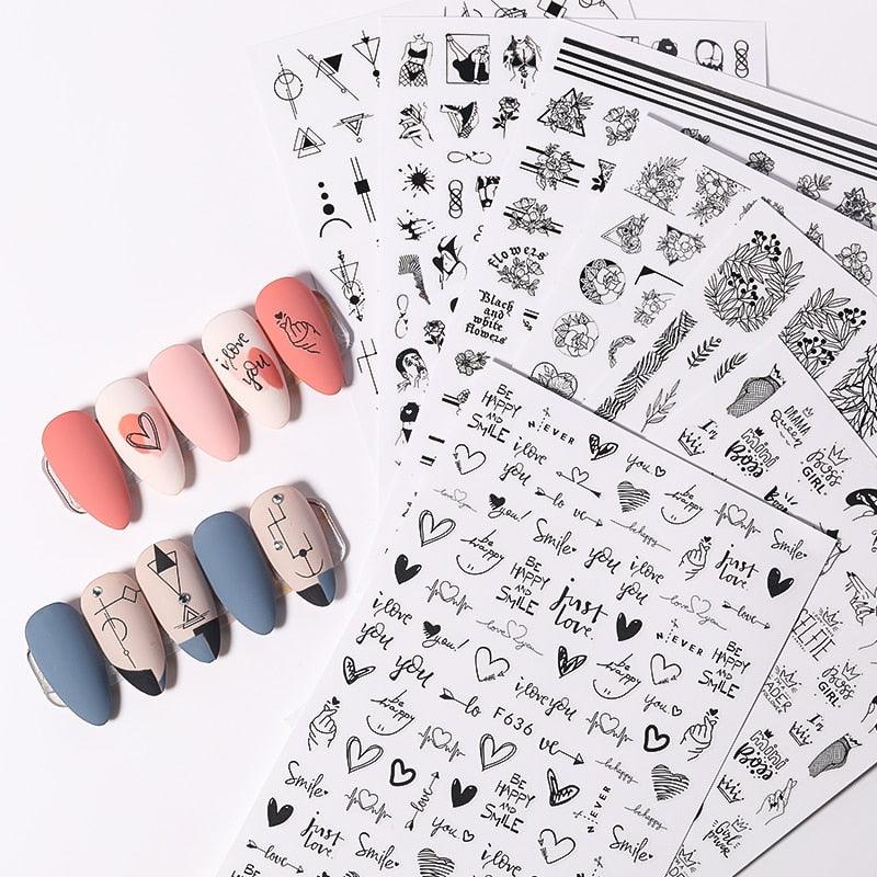 Alphabet Love Shaped  Pattern 3D Nail Stickers Slider Valentine Day Decals Foil For Love Nail Art Decoration Pop Art Nail Stickers Sexy Girl Designs Comics Water Transfer Decals Manicure Lips Nail Art Decorations Slider Nail Art Stickers Stevvex