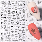 Alphabet Love Shaped  Pattern 3D Nail Stickers Slider Valentine Day Decals Foil For Love Nail Art Decoration Pop Art Nail Stickers Sexy Girl Designs Comics Water Transfer Decals Manicure Lips Nail Art Decorations Slider Nail Art Stickers Stevvex
