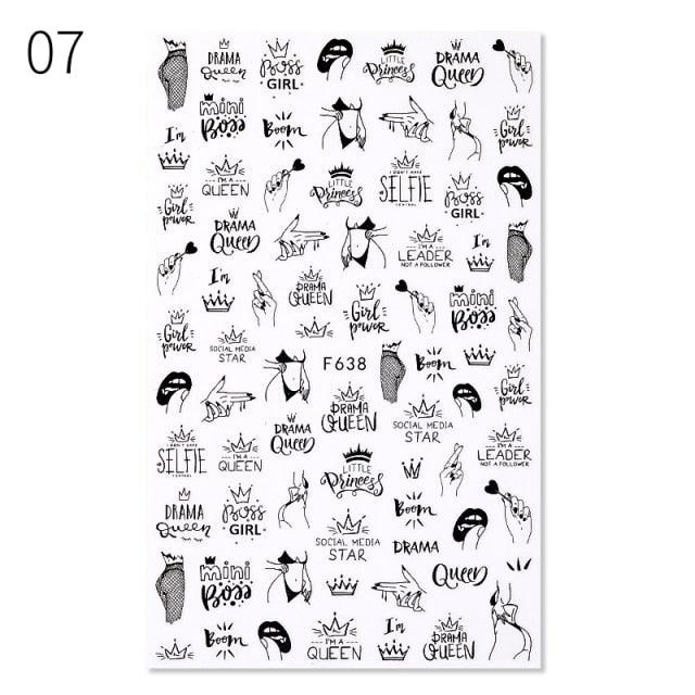Alphabet Love Shaped  Pattern 3D Nail Stickers Slider Valentine Day Decals Foil For Love Nail Art Decoration Pop Art Nail Stickers Sexy Girl Designs Comics Water Transfer Decals Manicure Lips Nail Art Decorations Slider Nail Art Stickers Stevvex