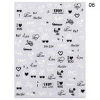 Alphabet Love Shaped  Pattern 3D Nail Stickers Slider Valentine Day Decals Foil For Love Nail Art Decoration Pop Art Nail Stickers Sexy Girl Designs Comics Water Transfer Decals Manicure Lips Nail Art Decorations Slider Nail Art Stickers Stevvex