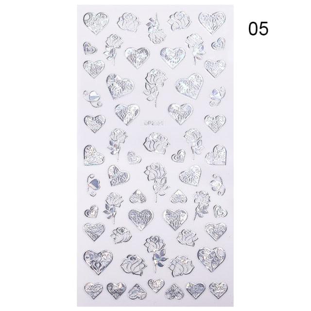 Alphabet Love Shaped  Pattern 3D Nail Stickers Slider Valentine Day Decals Foil For Love Nail Art Decoration Pop Art Nail Stickers Sexy Girl Designs Comics Water Transfer Decals Manicure Lips Nail Art Decorations Slider Nail Art Stickers Stevvex