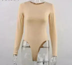 O Neck Long Sleeve Cotton Bodysuit Skinny Fit - Femstylo