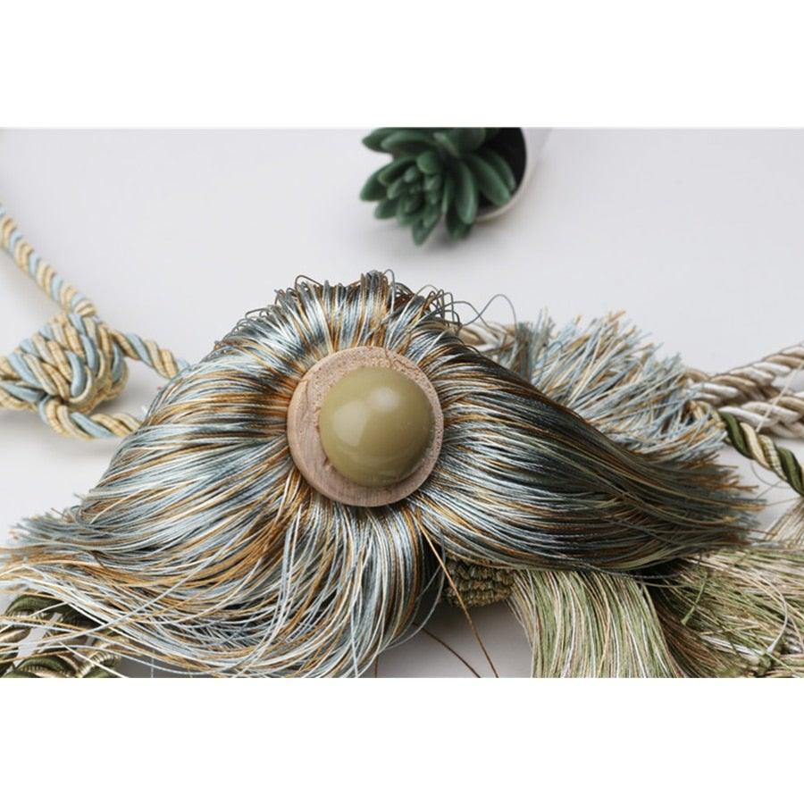 Home Decoration Polyester Tassel Tiebacks Curtain Holder Handmade Tassel Curtain Rope Holdback Window Drape Hanging Ball Tassels Curtains Buckle Sling Binding Lantern Tiebacks Handcrafted Braided Curtain Holdbacks Window Home Decor 55-90cm Stevvex