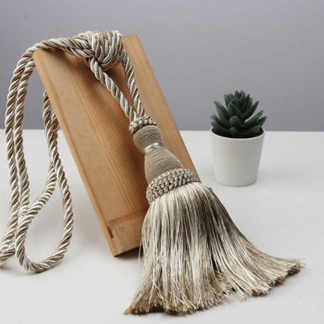 Home Decoration Polyester Tassel Tiebacks Curtain Holder Handmade Tassel Curtain Rope Holdback Window Drape Hanging Ball Tassels Curtains Buckle Sling Binding Lantern Tiebacks Handcrafted Braided Curtain Holdbacks Window Home Decor 55-90cm Stevvex