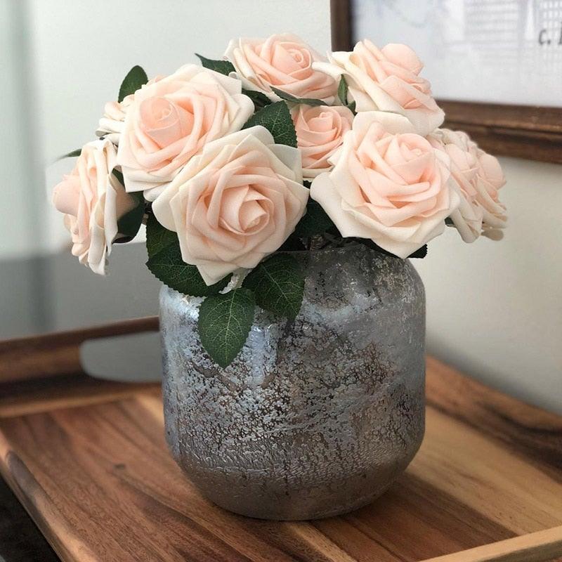 New Artificial 10/20/30 Heads 8cm PE Foam Rose Flowers Bride Bouquet Flower For Wedding Party Decorative Scrapbooking Flower Silk Roses for Wedding Centerpieces Bridal Show Bouquets Party Home Flowers Decoration Stevvex