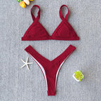 Bikini Solid Swimsuit Women Swimwear Push Up Bikini Set Patchwork  Summer Beach Bathing Suit Swim Wear Halter Bikini Swimsuit Beach Swimming Traveling High Leg Bikini