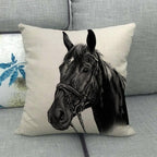 New Animal Pattern Pillow Cover Simple Wind Pillow Set Art Home Decorative Throw Pillow Cover Horse Cotton Linen Cushion for Couch Sofa Bedroom Livingroom Kitchen Car Restoring Ancient Ways Horse Head Decorative Cushion Covers 45x45CM Stevvex