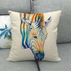 New Animal Pattern Pillow Cover Simple Wind Pillow Set Art Home Decorative Throw Pillow Cover Horse Cotton Linen Cushion for Couch Sofa Bedroom Livingroom Kitchen Car Restoring Ancient Ways Horse Head Decorative Cushion Covers 45x45CM Stevvex