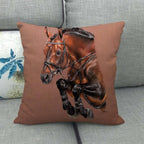 New Animal Pattern Pillow Cover Simple Wind Pillow Set Art Home Decorative Throw Pillow Cover Horse Cotton Linen Cushion for Couch Sofa Bedroom Livingroom Kitchen Car Restoring Ancient Ways Horse Head Decorative Cushion Covers 45x45CM Stevvex