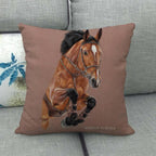 New Animal Pattern Pillow Cover Simple Wind Pillow Set Art Home Decorative Throw Pillow Cover Horse Cotton Linen Cushion for Couch Sofa Bedroom Livingroom Kitchen Car Restoring Ancient Ways Horse Head Decorative Cushion Covers 45x45CM Stevvex