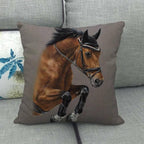 New Animal Pattern Pillow Cover Simple Wind Pillow Set Art Home Decorative Throw Pillow Cover Horse Cotton Linen Cushion for Couch Sofa Bedroom Livingroom Kitchen Car Restoring Ancient Ways Horse Head Decorative Cushion Covers 45x45CM Stevvex