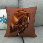 New Animal Pattern Pillow Cover Simple Wind Pillow Set Art Home Decorative Throw Pillow Cover Horse Cotton Linen Cushion for Couch Sofa Bedroom Livingroom Kitchen Car Restoring Ancient Ways Horse Head Decorative Cushion Covers 45x45CM Stevvex