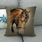 New Animal Pattern Pillow Cover Simple Wind Pillow Set Art Home Decorative Throw Pillow Cover Horse Cotton Linen Cushion for Couch Sofa Bedroom Livingroom Kitchen Car Restoring Ancient Ways Horse Head Decorative Cushion Covers 45x45CM Stevvex