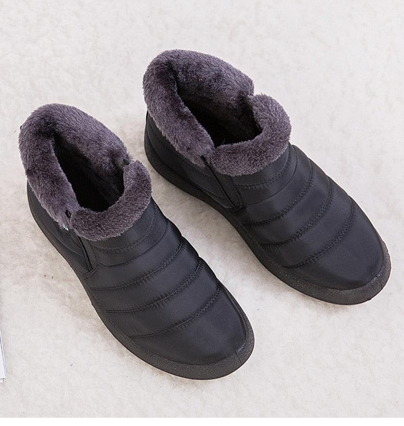 Women Boots Fashion Waterproof Snow Boots For Winter Casual Lightweight Ankle Warm Winter Boots Fur Lined Warm Ankle Boots Slip On Waterproof Shoes Comfortable Soft Design For Female Stevvex