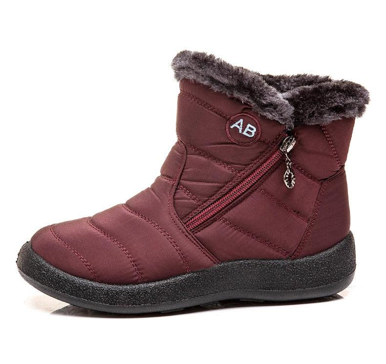 Women Boots Fashion Waterproof Snow Boots For Winter Casual Lightweight Ankle Warm Winter Boots Fur Lined Warm Ankle Boots Slip On Waterproof Shoes Comfortable Soft Design For Female Stevvex