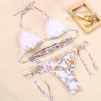 Fashion Swimwear Women Bikini Sets Women Lace Up Two Piece String Bikinis Beach Swimsuit Triangle Bathing Suit Side Tie Swimwear String Swimming Suit For Women Bathing Suit Micro Halter String Triangle Bikini Stevvex