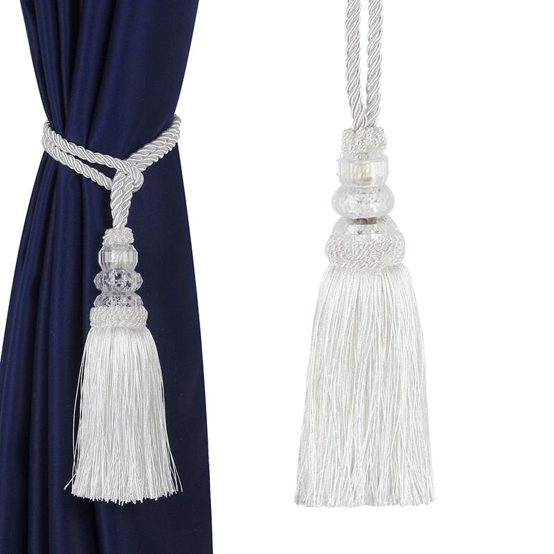 Faux Crystal Beaded Tassels Fringe Curtain Tieback Rope Window Decoration Door Hanging Ball Tassel Accessories Wonderful Curtain Holdbacks Curtains Tiebacks Home Decorative Braided Buckle Fastener Accessories Window Drapery Ball Tassels Tiebacks 50CM Stevvex