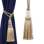 Faux Crystal Beaded Tassels Fringe Curtain Tieback Rope Window Decoration Door Hanging Ball Tassel Accessories Wonderful Curtain Holdbacks Curtains Tiebacks Home Decorative Braided Buckle Fastener Accessories Window Drapery Ball Tassels Tiebacks 50CM Stevvex